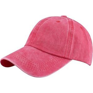 Unisex Watermelon Red Washed Dyed 100% Cotton Adjustable Classic Baseball Hat